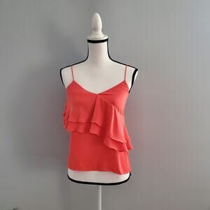 J. Crew Orange Spaghetti Strap Ruffle Tiered Tank Top 00